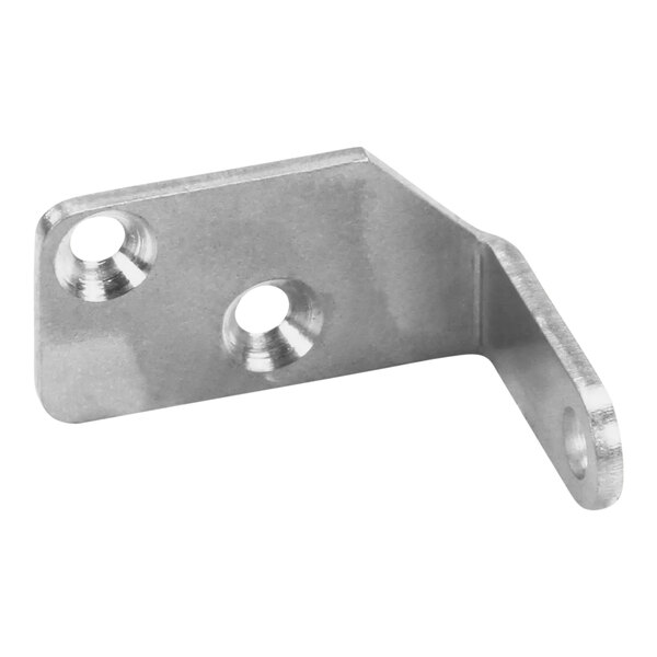 A stainless steel Henny Penny hinge bracket with holes.
