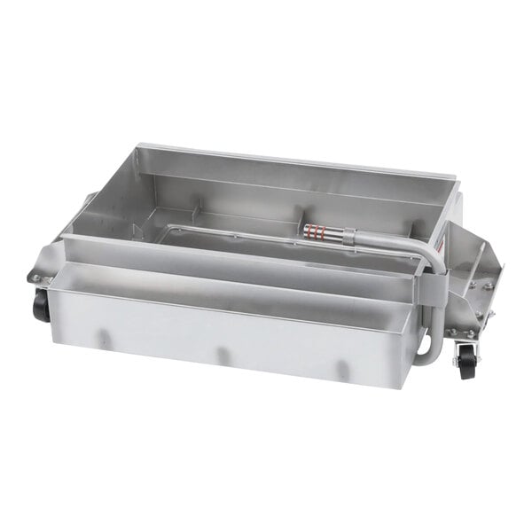 A stainless steel Henny Penny assembly-drain pan with a lid.