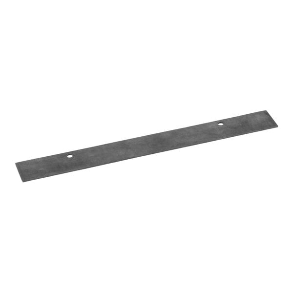 A black rectangular metal wiper with two holes on it.