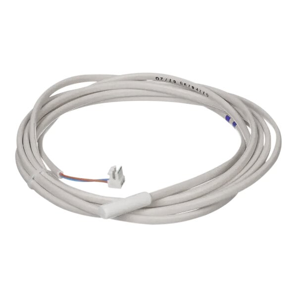 A white wire with a white connector on a Beverage-Air evaporator sensor.