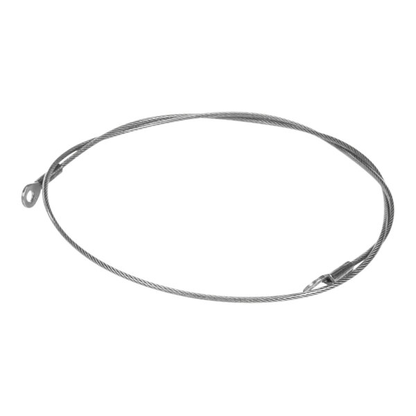 A silver cable with a small hook on it.