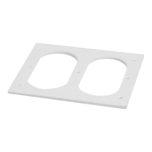 Two white rectangular plastic plates with holes.