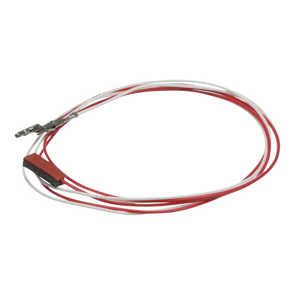 A white and red cable with a white wire.