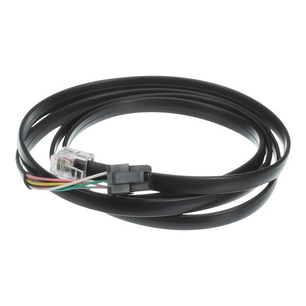 A black cable with a white connector and black wires.