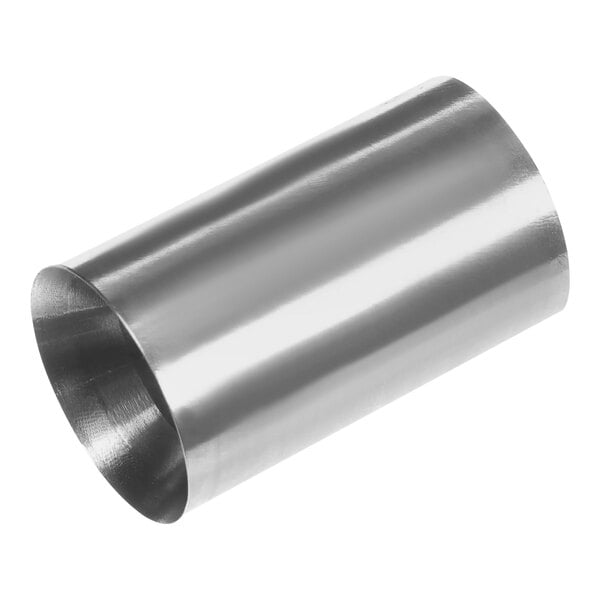 A close-up of a silver metal tube.