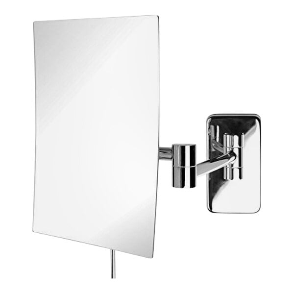 A Jerdon chrome rectangular wall-mounted mirror.