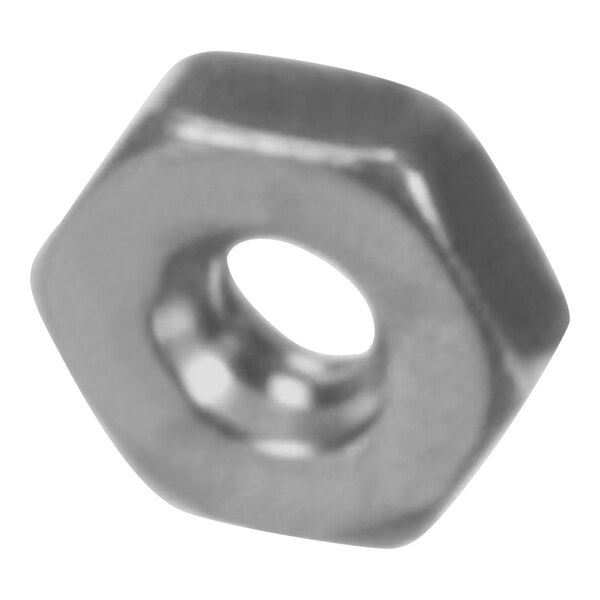 A stainless steel Henny Penny nut with a hexagonal shape.