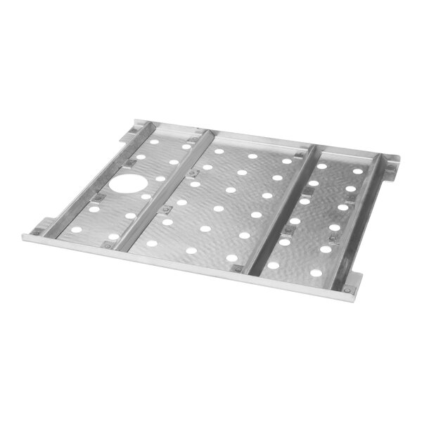 A metal plate with holes.