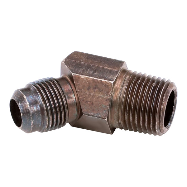 A close-up of a Henny Penny 45 degree elbow pipe fitting with a threaded end.