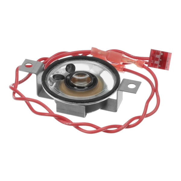 A Henny Penny speaker with red and white wires.