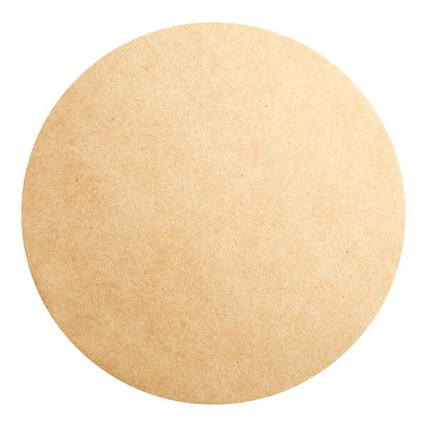 A close up of a brown Baker's Lane round parchment pan liner.