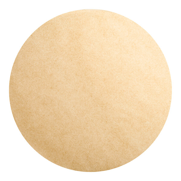 A close-up of a Baker's Lane unbleached round parchment pan liner.