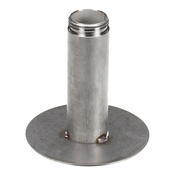 A metal tube with a round metal base.