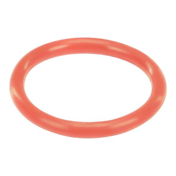 An orange silicone O-ring with a red circle on a white background.