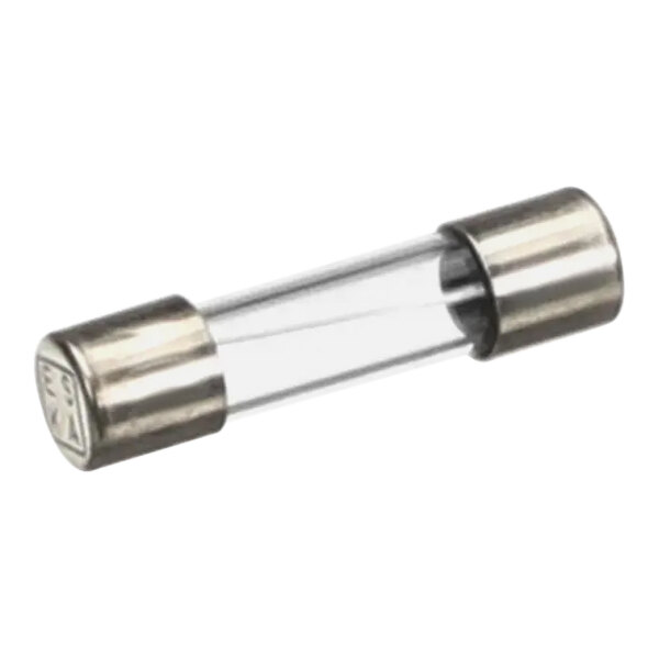 A close-up of a glass tube with a metal cap.