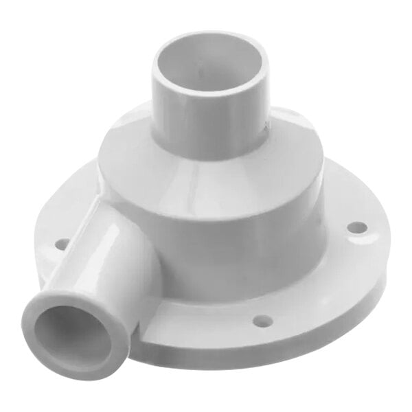 A close-up of a white plastic Hoshizaki pump housing with holes.