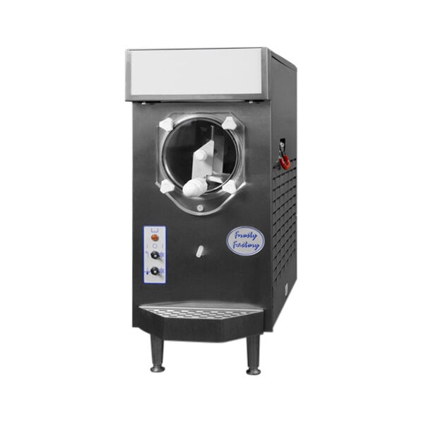A Frosty Factory compact water-cooled frozen cocktail machine with a round window on a white background.