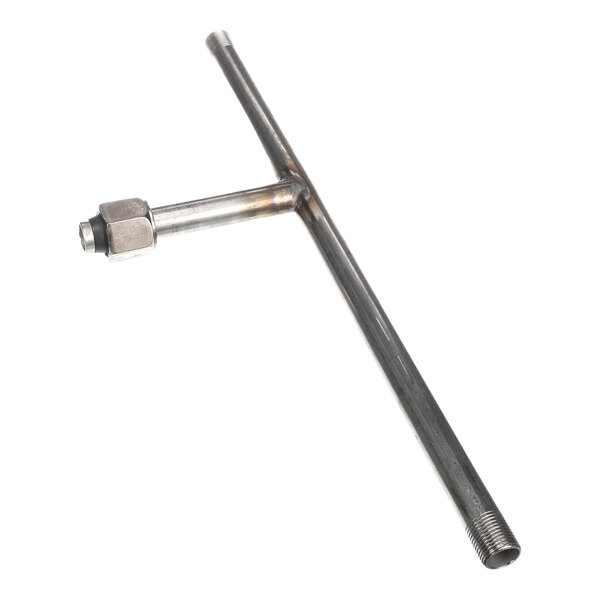 A metal Henny Penny intake tube with a long handle and a nut.