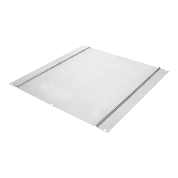 A white metal sheet with holes covering a metal strip.