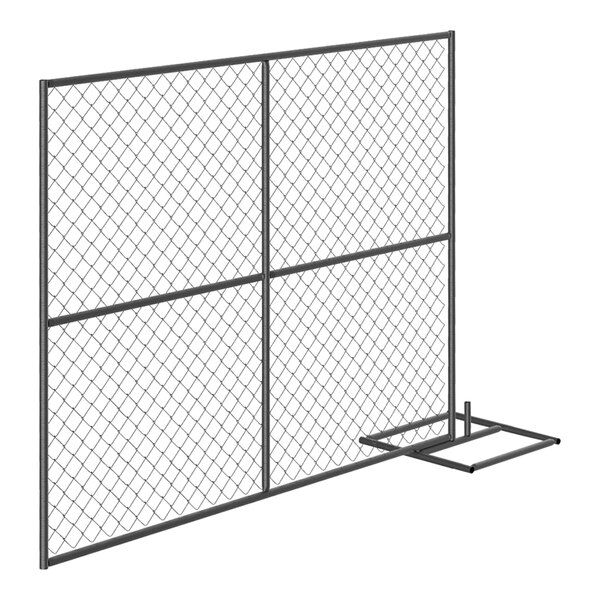A close-up of a chain link fence with a metal frame.