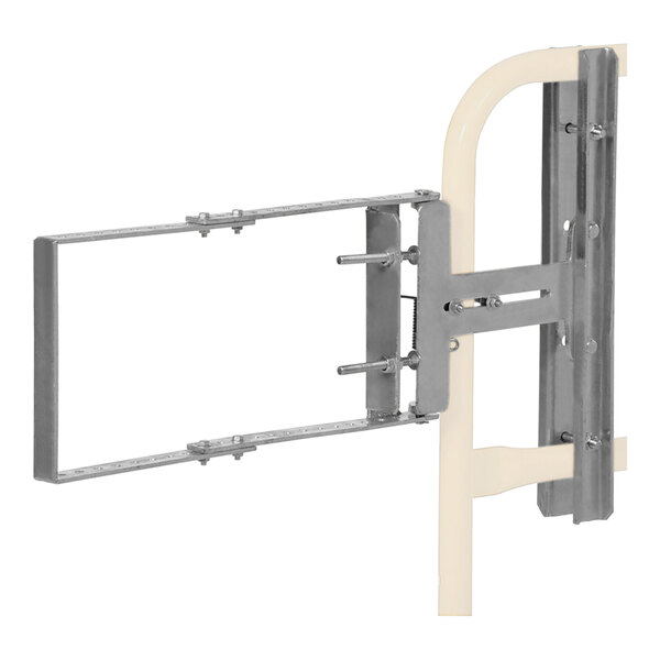 A gray galvanized steel metal frame with a white handle.