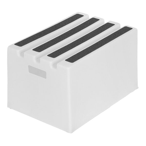 A white block with black stripes.