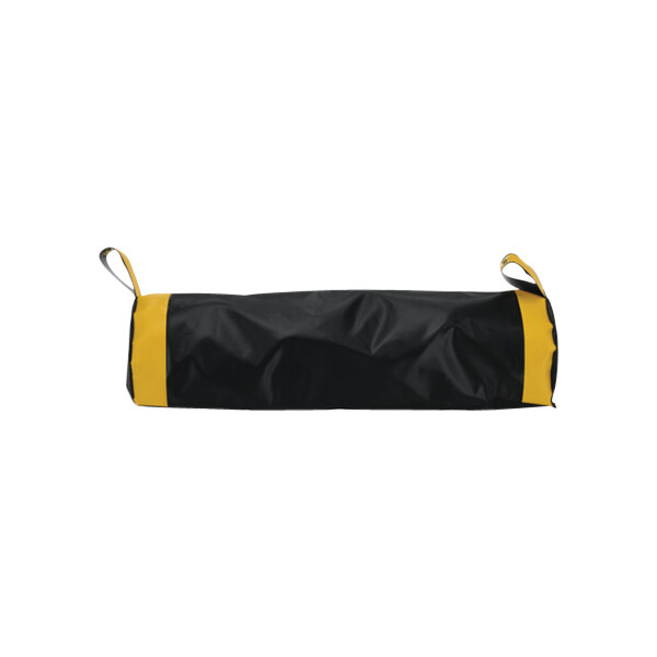 A black fabric Dock Seal with yellow trim.