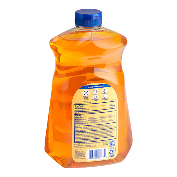 A Dial Gold Liquid Hand Soap refill bottle with a blue cap and label.