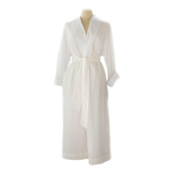 A white Telegraph Hill double layer bath robe with a belt.