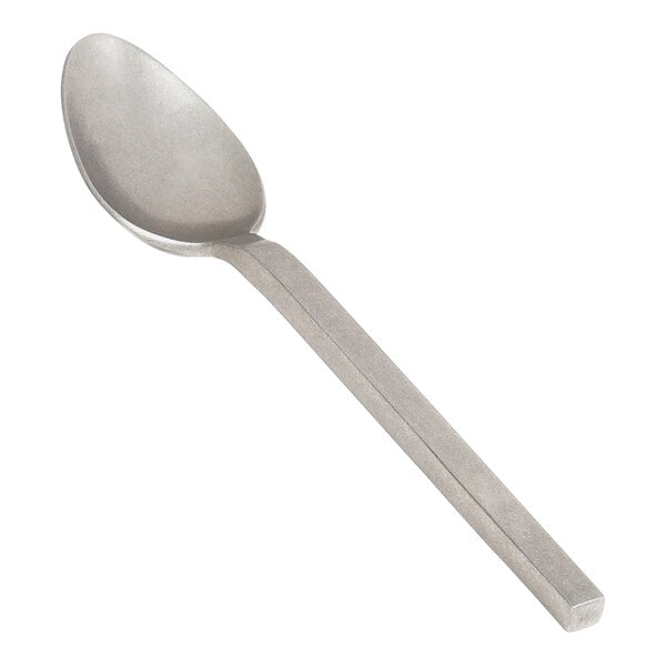 A Front of the House Brandon stainless steel spoon with a metal handle on a white background.