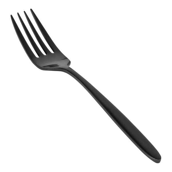 A Front of the House stainless steel fork with a matte black handle.