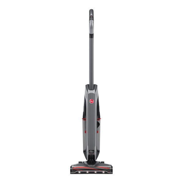 A grey and black Hoover ONEPWR Evolve Pet Elite cordless upright vacuum cleaner.