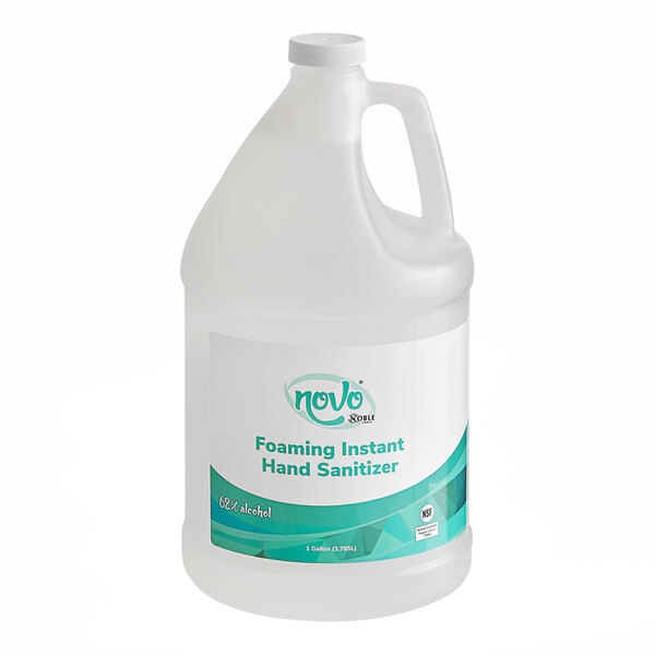 A white bottle of Noble Chemical Novo Ready-to-Use Foaming Hand Sanitizer.