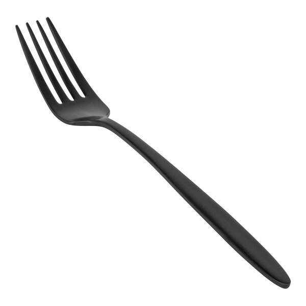 A Front of the House Luca stainless steel dinner fork with a matte black handle.