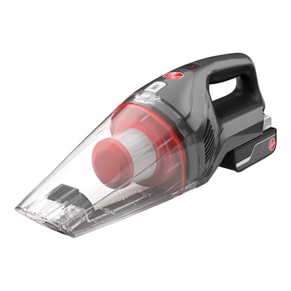 A black and red Hoover ONEPWR cordless hand vacuum.