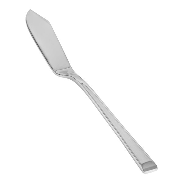 A close-up of a Front of the House Parker 18/10 stainless steel butter knife with a long handle.