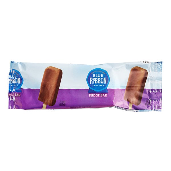 A package of Blue Ribbon Fudge Ice Cream bars.