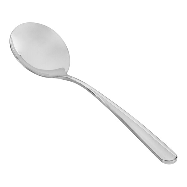 A Front of the House Classic stainless steel soup spoon with a silver handle.
