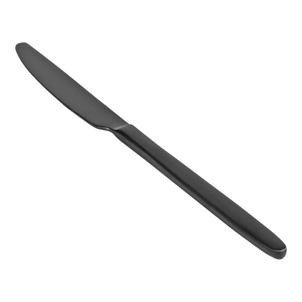 A Front of the House matte black stainless steel dinner knife.