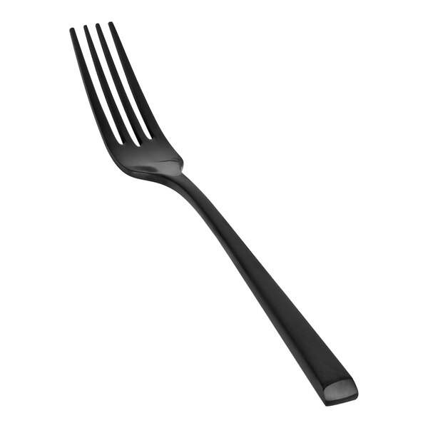 A black fork with a matte finish.