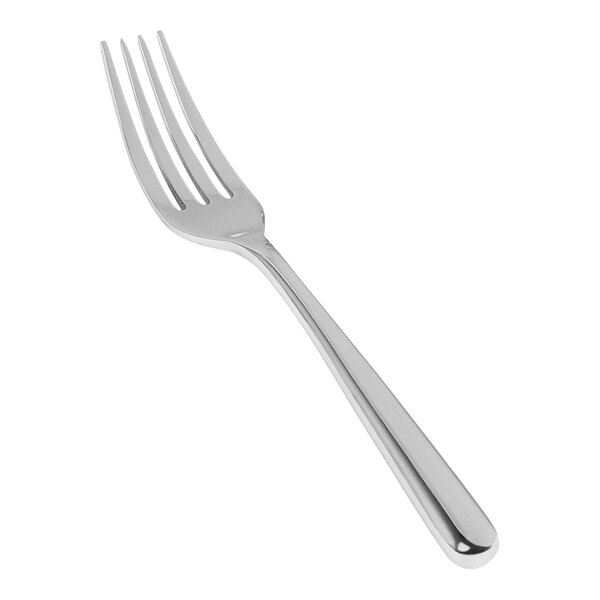 The front of a silver Front of the House Oliver salad/dessert fork.