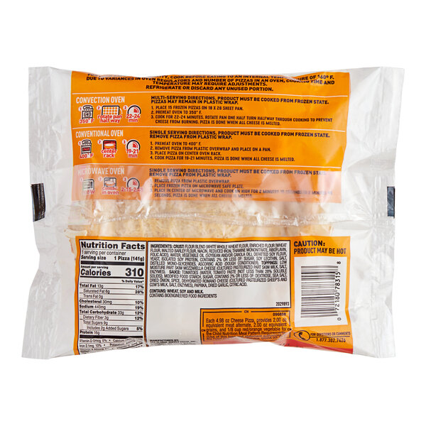 A package of Tony's Individually Wrapped Whole Grain Cheese Pizzas.