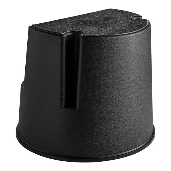 A black plastic Lavex rolling step stool with a handle.