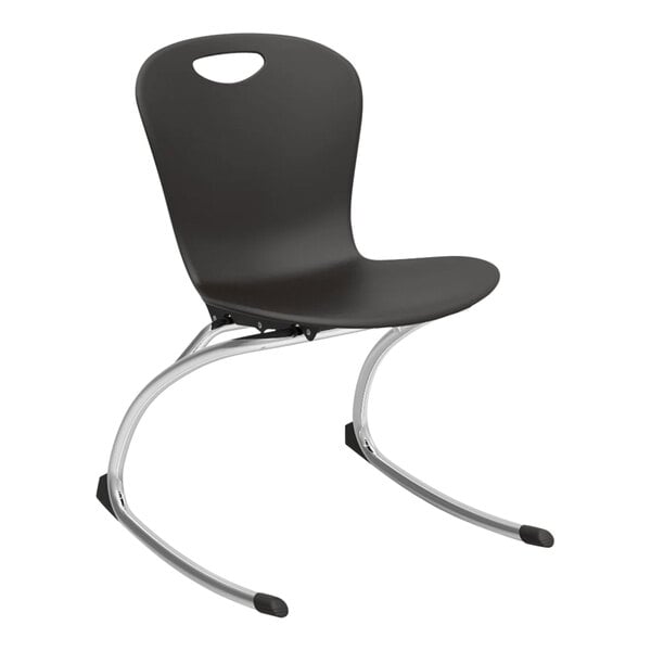 A set of 4 black Zuma rocker school chairs with a metal base.