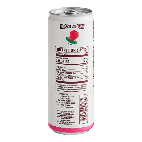 A can of Wild Bill's Ring Pop Strawberry Soda with a label.