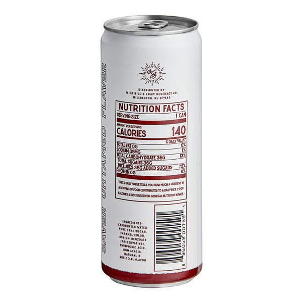 A close-up of a white Wild Bill's Craft Beverage Co. Dr. Bill's soda can with red text.