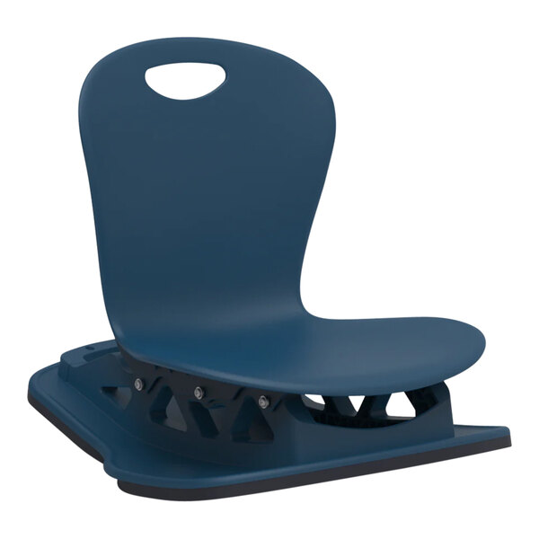 A navy blue Zuma floor rocker chair with a blue plastic shell.