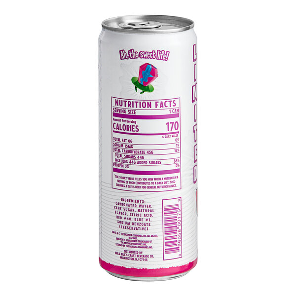 A white Wild Bill's Craft Beverage Co. soda can with purple text.