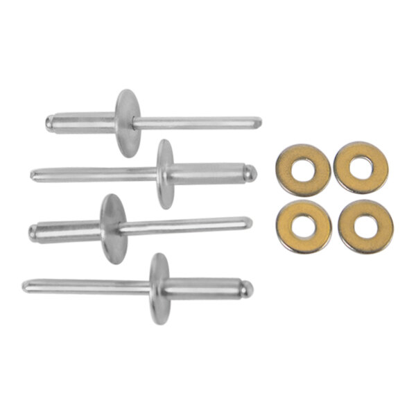 A group of PaperGuard metal pop rivets and washers.