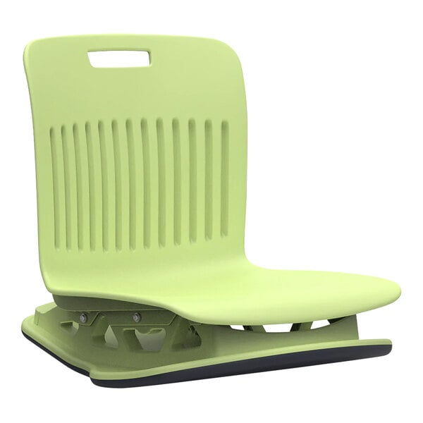 An ANFLROCK18 green plastic floor rocker chair with a black seat.